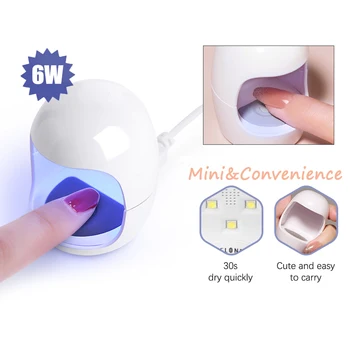 УФ-лампа для ногтей в форме яйца мощностью 6 Вт, сушилка для ногтей, Мини-Аппарат для фототерапии яиц с одним пальцем, Быстросохнущие Портативные Инструменты для маникюра, отвержденные лаком