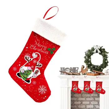 Носки с рождественскими конфетами, Рождественские чулки, подарок Санта-Клауса, Переносные чулки для камина, Носки, украшение для Рождественского подарка
