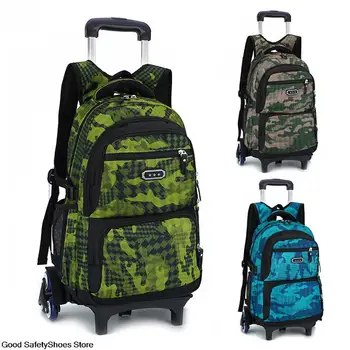Камуфляжный школьный рюкзак на колесиках, сумки-тележки, багаж старшеклассников, Сумки для книг, школьные сумки на колесиках для подростков