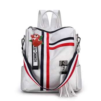 2022 Новые роскошные женские рюкзаки, высококачественный кожаный рюкзак с кисточками для девочек, школьные сумки с лентой, большая сумка через плечо, дорожная сумка