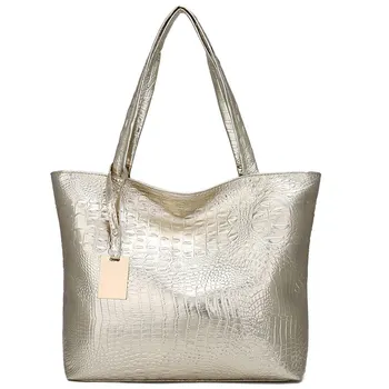 Женские сумки большой емкости на одно плечо из искусственной кожи с рисунком крокодила Внешняя торговля Модная простая сумка-тоут