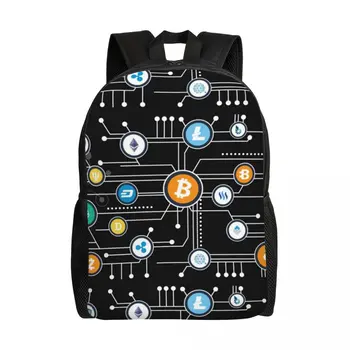 Криптовалюта Биткоин Альткоин Блокчейн Рюкзак с логотипом Ethereum Школа Колледж Дорожные сумки Женщины Мужчины Сумка для книг Подходит для 15 Дюймового ноутбука
