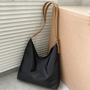 Новая простая и универсальная сумка для покупок через плечо, повседневная уличная сумка из цельного холста большой вместимости, женская сумка для подмышек