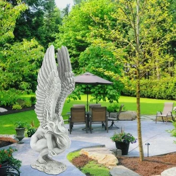 Статуя Искупления Ангела большого размера Крылья Феи Ангела Поделки из смолы Скульптура Мемориал Искупления Ангела Статуя домашнего декора