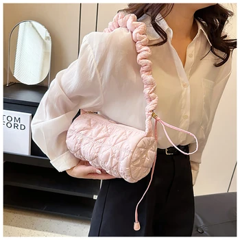 Женская сумка Cloud, сумка через плечо, плиссированная повседневная цилиндрическая сумка подмышками