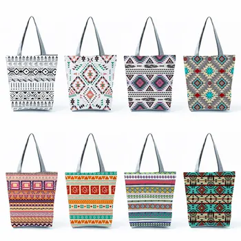 Женские сумки большой емкости Bolsa Повседневные Эко-сумки многоразового использования с геометрическим рисунком в полоску для женских сумок для покупок