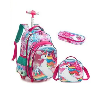 3шт Школьный набор сумок на колесиках с ланч-боксом Детская Сумка SchooTrolley на колесиках рюкзак на колесиках для мальчиков Дорожная сумка-тележка для багажа