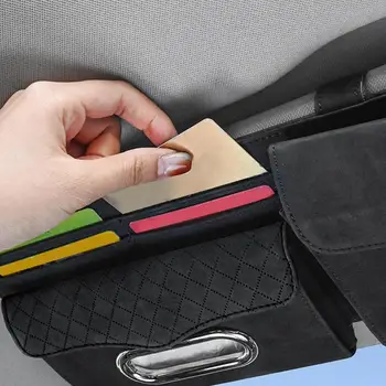 Автомобильный органайзер для визиток с несколькими карманами, автоматический менеджер по хранению визитных карточек, держатель солнцезащитных очков с автоматическим козырьком, Сетчатый карман для водительских прав автомобиля