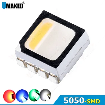 1000шт 5050 SMD LED-диодный чип, теплый белый, красный, зеленый, синий, Желтый, оранжевый, Ультрафиолетовый, Фиолетовый, Розовый, RGB, лампа на печатной плате, излучающая световые бусины