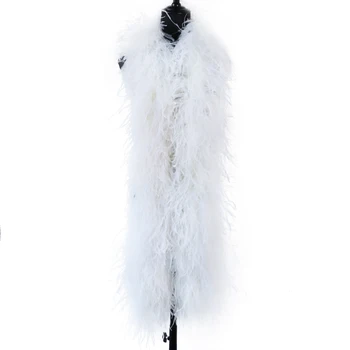 2 м белого Боа из натуральных страусиных перьев для рукоделия, декора свадебной вечеринки, отделки из страусиных перьев, шарфа, платья, аксессуаров для шитья одежды