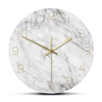 Кварцевые Аналоговые Бесшумные Мраморные настенные часы 3D Шикарный Принт из Белого Мрамора Современные Круглые Настенные Часы Nordic Creativity Home Decor