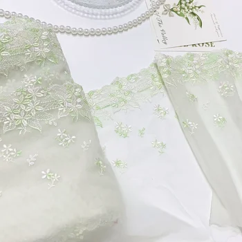 15 ярдов зеленой цветочной вышивки, кружевная отделка подола юбки, материал для шитья нижнего белья, ткань для одежды 