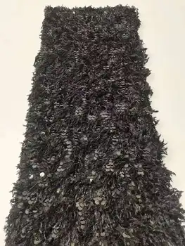 2023 роскошная африканская 3D блестящая ткань с короткой бахромой, французская сетка, вышивка, нигерийская свадебная вечеринка, черное тюлевое кружево