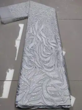 Белая кружевная ткань 2023, Высококачественное Африканское кружево с блестками, Французский тюль, кружевная ткань, Швейцарское кружево, Нигерийские сетчатые ткани для платья