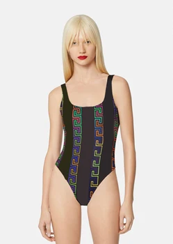 LEOSOXS 2023 Летний Новый Модный Сексуальный женский цельный купальник с цветным буквенным принтом без спинки, популярный дофаминовый комплект одежды
