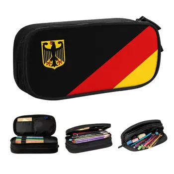 Пеналы с немецким флагом для мальчиков и девочек Большой емкости, Герб Германии, коробка для ручек, сумка для школьных принадлежностей