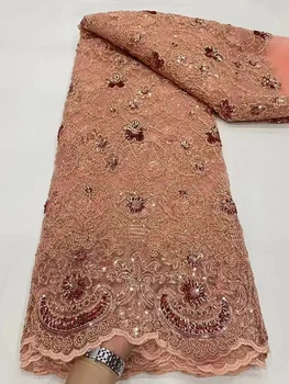 Высококачественная кружевная ткань для свадьбы 2023, африканский тюль с пайетками, расшитое французской сеткой вечернее платье, женское платье из Нигерийской сетки