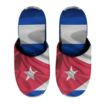 Флаг Кубы (6) Теплые Хлопчатобумажные Тапочки Для Мужчин И Женщин На Толстой Мягкой Подошве, Нескользящая Пушистая Обувь, Домашние Тапочки, Сандалии