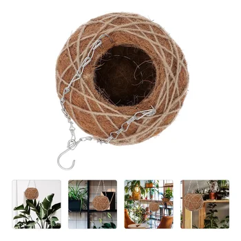 Подвесная корзина из кокосовой пальмы, украшение для дома, Ваза ручной вязки, украшение ручной работы