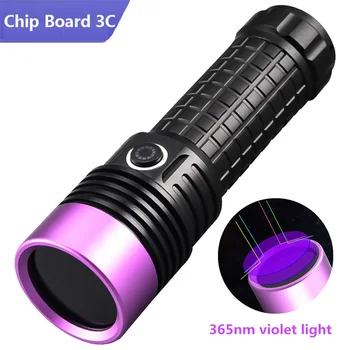 Мощный УФ-фонарик с длиной волны 365 Нм, Черное зеркало, фиолетовый Свет, 30 Вт, флуоресцентный Фонарь для обнаружения загрязнения маслом, Перезаряжаемый фонарь 26650