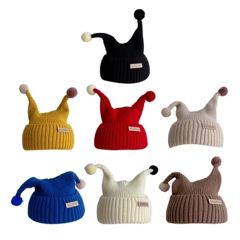 Теплая вязаная шапочка-бини, дышащий пуловер, однотонная шапка для мальчиков и девочек