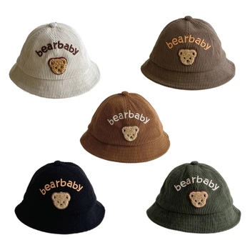 Кепка с большими полями, шляпа для бассейна, солнцезащитная шляпа для путешествий, вышитая шапка с медведем для малышей