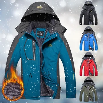 Зимняя мужская ветрозащитная куртка, теплые утепленные пальто для улицы, мужские повседневные бархатные куртки, мужская верхняя одежда, альпинистское пальто, большие размеры