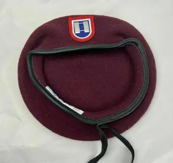 Шерстяной пурпурно-красный берет 82-й воздушно-десантной дивизии армии США, офицерская шапка со знаками отличия капитанского звания, все размеры