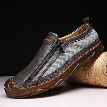 Мужская повседневная обувь из кожи ручной работы, высококачественная обувь В мужском стиле, удобные мужские мокасины на шнуровке, дышащие мужские лоферы, обувь
