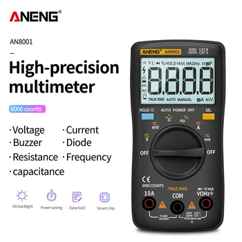 ANENG AN8001 Профессиональный Цифровой Мультиметр на 6000 отсчетов Тестер конденсатора EsrMeter Мультитестер напряжения Универсальный Измеритель-тестер
