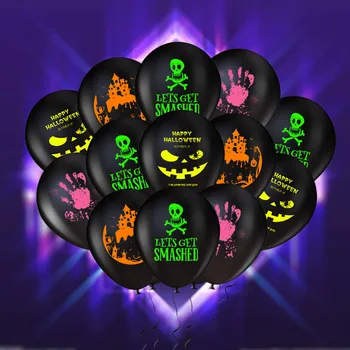 Светящиеся в темноте 12-дюймовые латексные шары Happy Halloween Halloween Party Светящиеся в темноте неоновые флуоресцентные шары