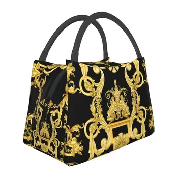 Роскошная сумка для ланча с цветочной изоляцией Golden Europe для рабочего офиса, Герметичный термоохладитель, ланч-бокс для женщин