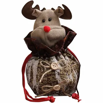 Рождественская Плюшевая Кукла Drawstring Candy Bag Прекрасный Интересный Мешок Конфет для Украшения Комнаты Рождественской Вечеринки