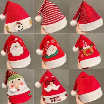 2023 Рождественская Шляпа Санта Снеговик Лось Снежинка Взрослые Дети Navidad Кепка Рождественский Подарок Малышу С Новым Годом Украшения Вечерние Принадлежности
