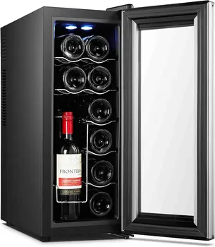 Холодильник-холодильник для вина на 12 бутылок с термоэлектрическим охлаждением, оптимальной температурой напитков, без льда, герметичный, бесшумный мини-холодильник