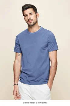 J1461 Удобная модальная хлопковая футболка с коротким рукавом, мужская приталенная однотонная рубашка с эластичным низом и круглым вырезом