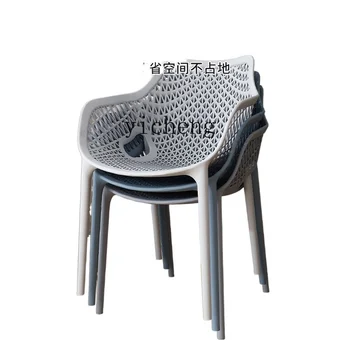ZC Пластиковая спинка стула Простой обеденный стул Домашний табурет шезлонг для отдыха полый кофейный стул
