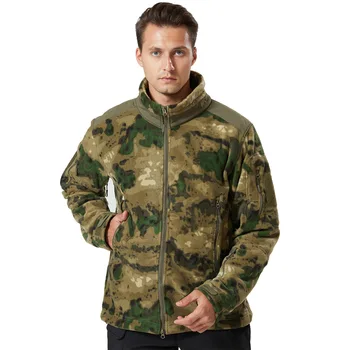 Осенне-зимняя камуфляжная тактическая флисовая куртка, размер EUR, мужское пальто с воротником-стойкой, Флисовая подкладка, Спортивная военная верхняя одежда на открытом воздухе