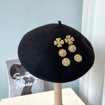Элегантная шляпа художника с четырехлистным клевером, значок, модный подарок для подруги