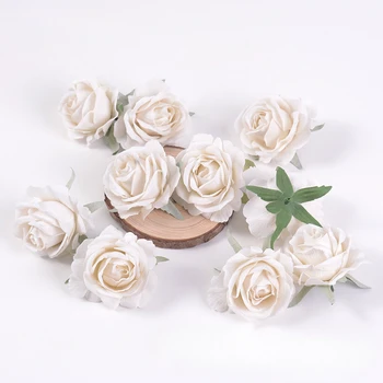 5ШТ Искусственная Белая роза 7 см Шелковая Головка Розы Свадебное украшение домашнего рабочего стола Материал ручной работы 