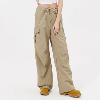 Походные брюки OhSunny, женские широкие брюки с защитой от ультрафиолета, Большой карман, Свободный повседневный комбинезон с регулируемой высокой талией, Солнцезащитный крем, Прямой комбинезон