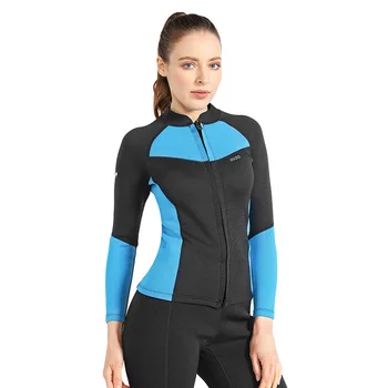 Oulylan Женский гидрокостюм на молнии, водолазный костюм для серфинга, куртка 1,5 мм спереди, зимний купальный костюм для подводного плавания, сохраняющий тепло
