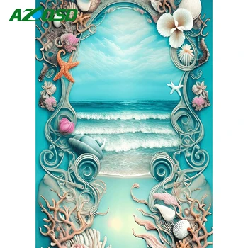 AZQSD Алмазная мозаика, Пляж, Хобби своими руками, Пейзаж, Алмазная живопись, Морская Ручная вышивка крестом, Декор для дома в виде ракушки