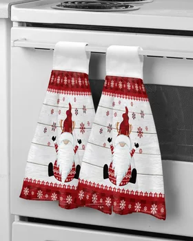 Рождественские полотенца для рук с изображением снежинки и гнома, кухонные полотенца из микрофибры, салфетки для мытья посуды, впитывающие полотенца для ванной комнаты, Подвесные полотенца