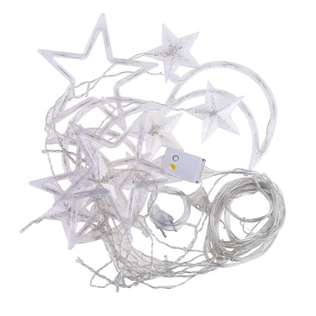 Светодиодная гирлянда, пентаграмма, звезда, занавес, Сказочная свадьба, День рождения, Рождественское освещение, Освещение для украшения помещений-EU Plug