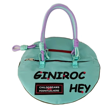 Женская складная сумка с верхней ручкой Круглой формы, универсальная повседневная сумка, уличный стиль контрастного цвета, легкая Повседневная сумка на открытом воздухе