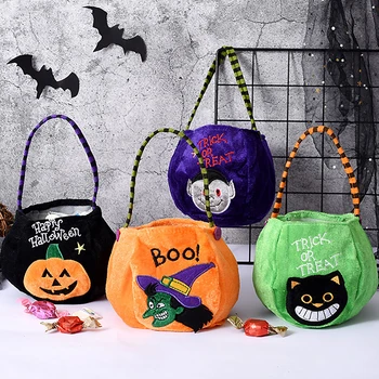 Сумка для конфет из тыквы на Хэллоуин, Детские сумки для угощений, украшения для вечеринки на Хэллоуин, Переносная корзина для хранения подарков