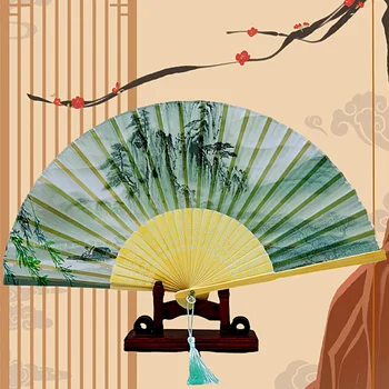 8 Стилей, Складной бамбуковый Веер с видом на горы в виде цветка красной сливы с кисточкой, Уникальный подарок для украшения гостиной в китайском стиле