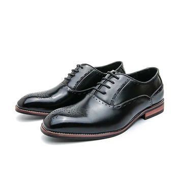 Мужские оксфорды, коричневые, черные деловые офисные туфли с перфорацией типа 