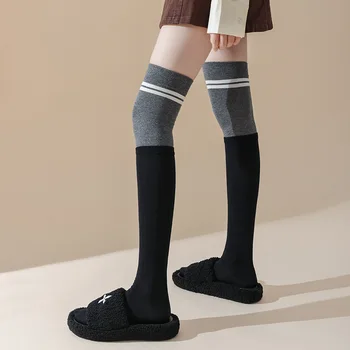 Хлопчатобумажные вязаные чулки до бедра JK, длинные носки для девочек в японском стиле, женские чулки, осенне-зимний чехол для ног, гольфы до бедра